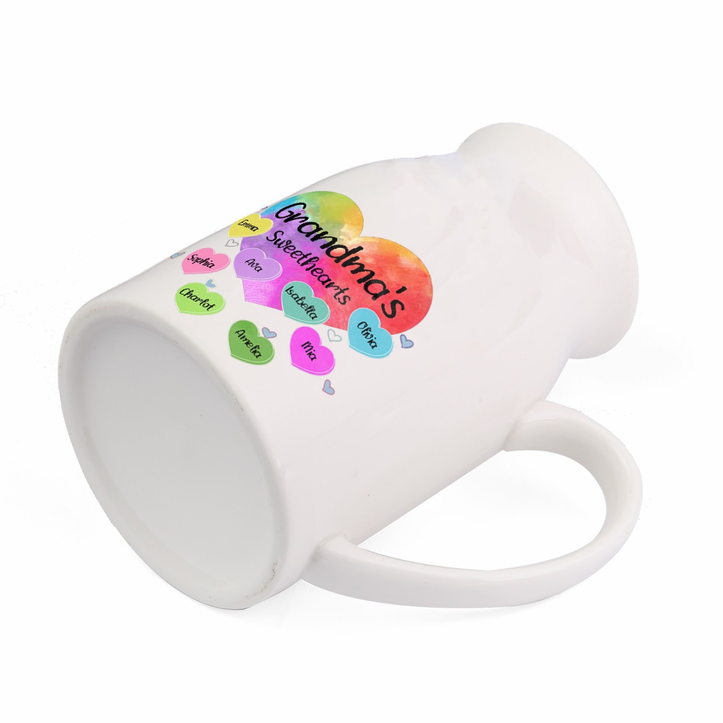 8 Names - Personalized Customizable Name Colorful Love Heart Style Ceramic Vase as a Gift for Grandma