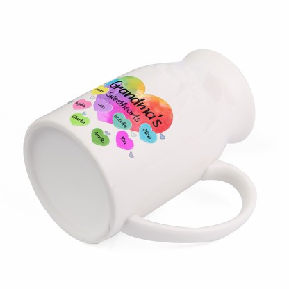 8 Names - Personalized Customizable Name Colorful Love Heart Style Ceramic Vase as a Gift for Grandma