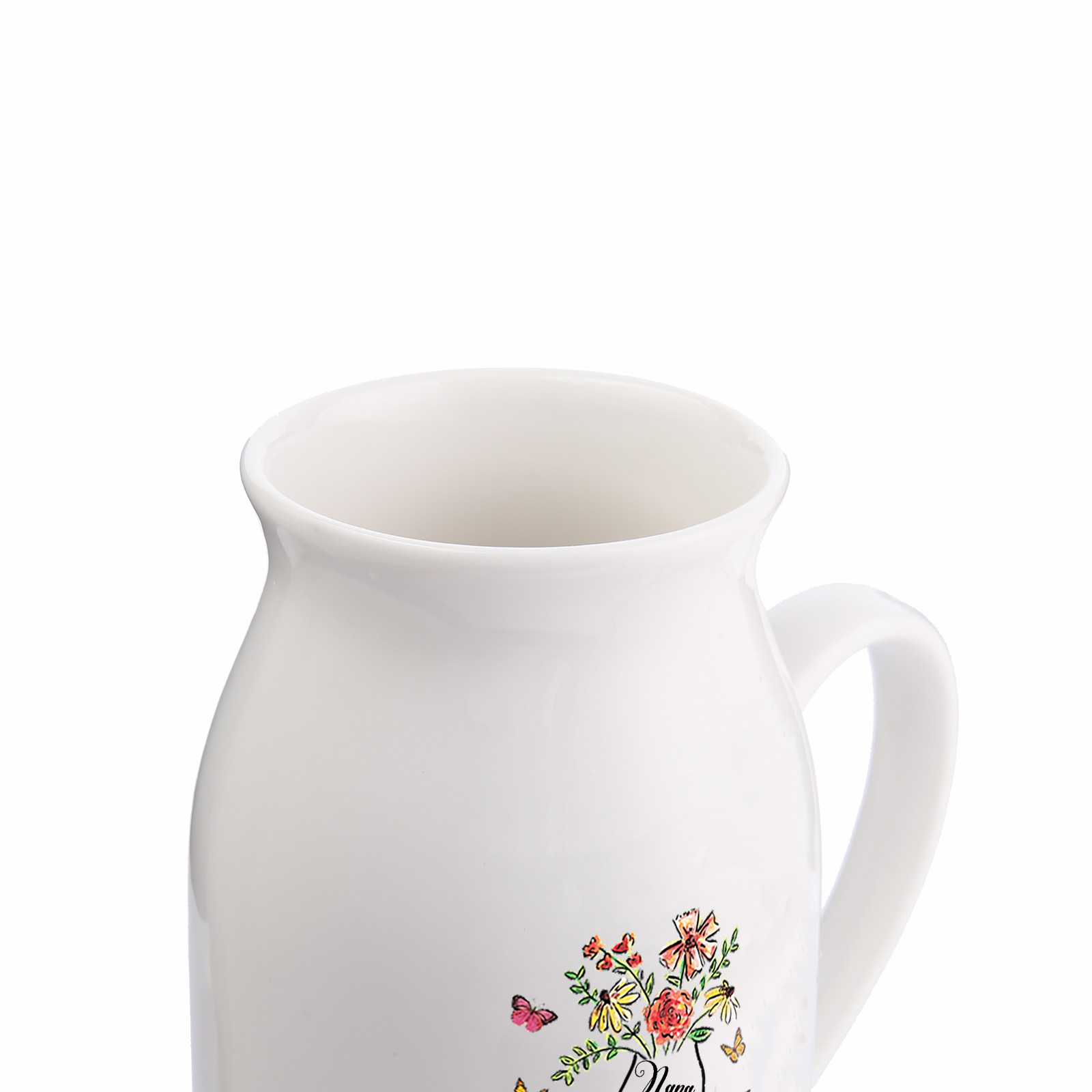 5 Names - Personalized Beautiful Flower Hand Butterfly Style Ceramic Vase with Customizable Names As a Mother's Day Gift For Grandma/Mom