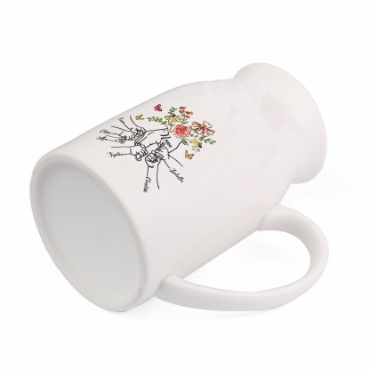 6 Names - Personalized Beautiful Flower Hand Butterfly Style Ceramic Vase with Customizable Names As a Mother's Day Gift For Grandma/Mom