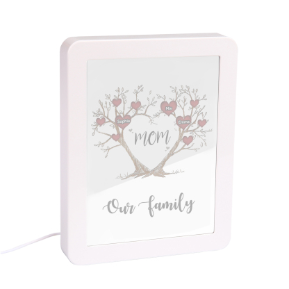 3 Names - Personalized Home Mirror Photo Frame Night Light Insert/Rechargeable Custom Text LED Night Light Gift for Mom