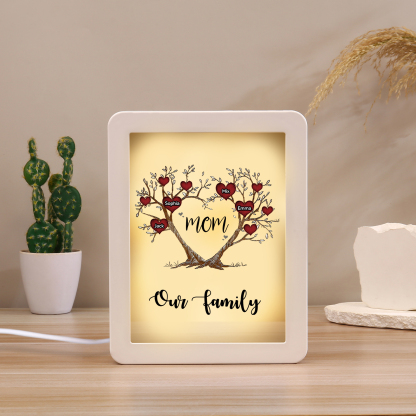 4 Names - Personalized Home Mirror Photo Frame Night Light Insert/Rech