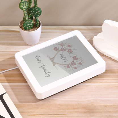 5 Names - Personalized Home Mirror Photo Frame Night Light Insert/Rechargeable Custom Text LED Night Light Gift for Mom