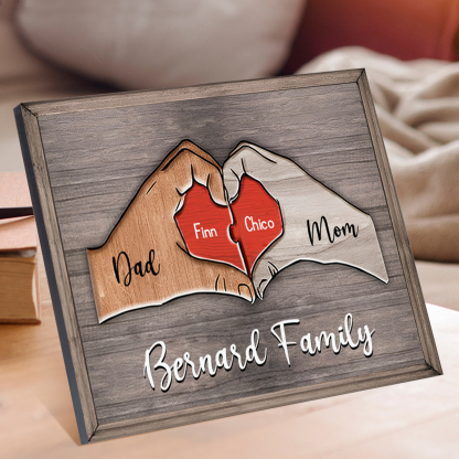 2 Names - Personalized Love Heart Customized Name and Text Wooden Ornament Father's Day Gift for Dad