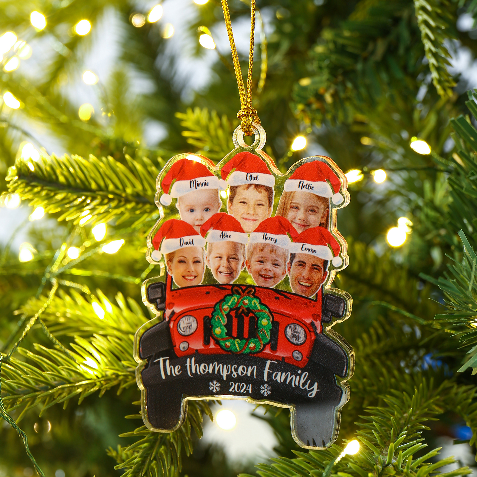 Personalised Acrylic Pendant Custom 7 Names & 7 Photos & 1 Text & 1 Year Christmas Pendant for Family | Jessmade