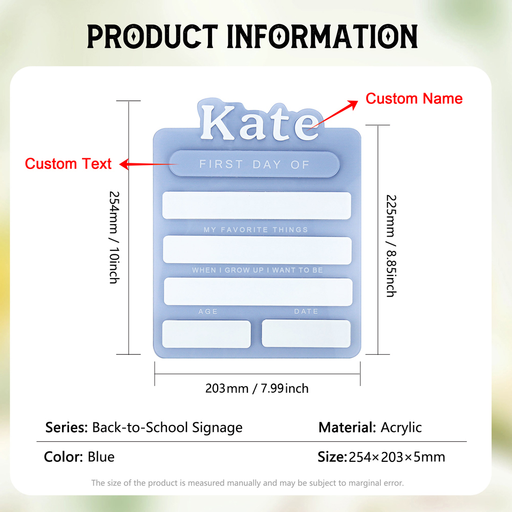 Jessemade UK Personalized Custom Name Wooden Sign, Interchangeable Signs For The First And Last Day Of School, Custom First Day Of School Sign Personalized Wooden School Board Gift For Children 28.99