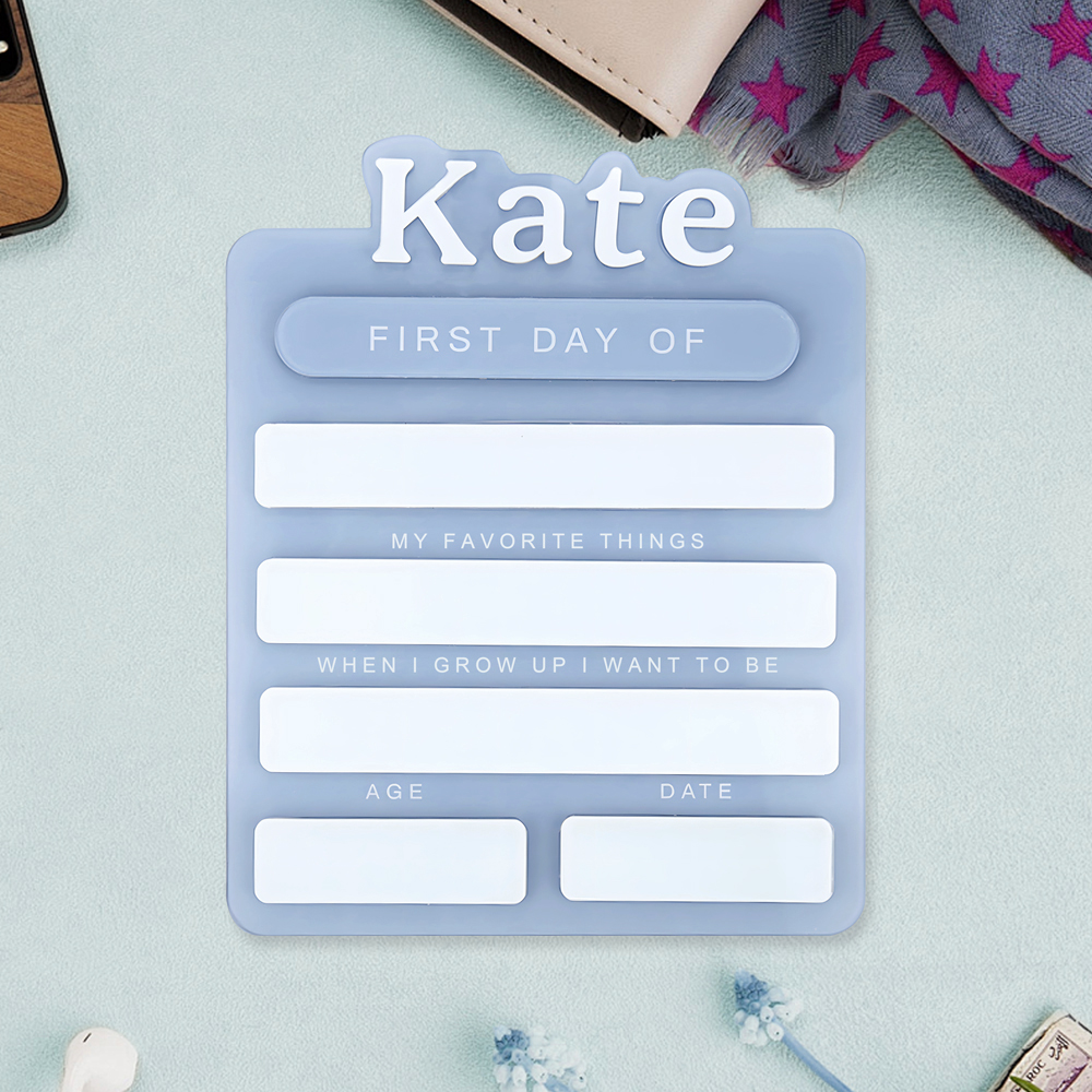 Personalized Name First Day Of School Sign, Custom Name And Text Acrylic Plaque Back To School Gift For Kids