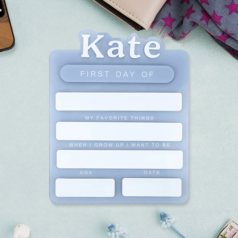 Personalized Name First Day Of School Sign, Custom Name And Text Acrylic Plaque Back To School Gift For Kids