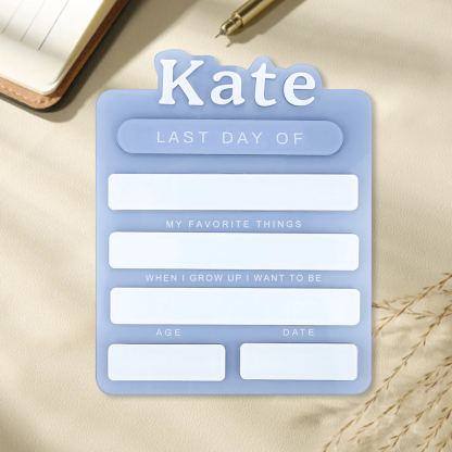 Personalized Name First Day Of School Sign, Custom Name And Text Acrylic Plaque Back To School Gift For Kids