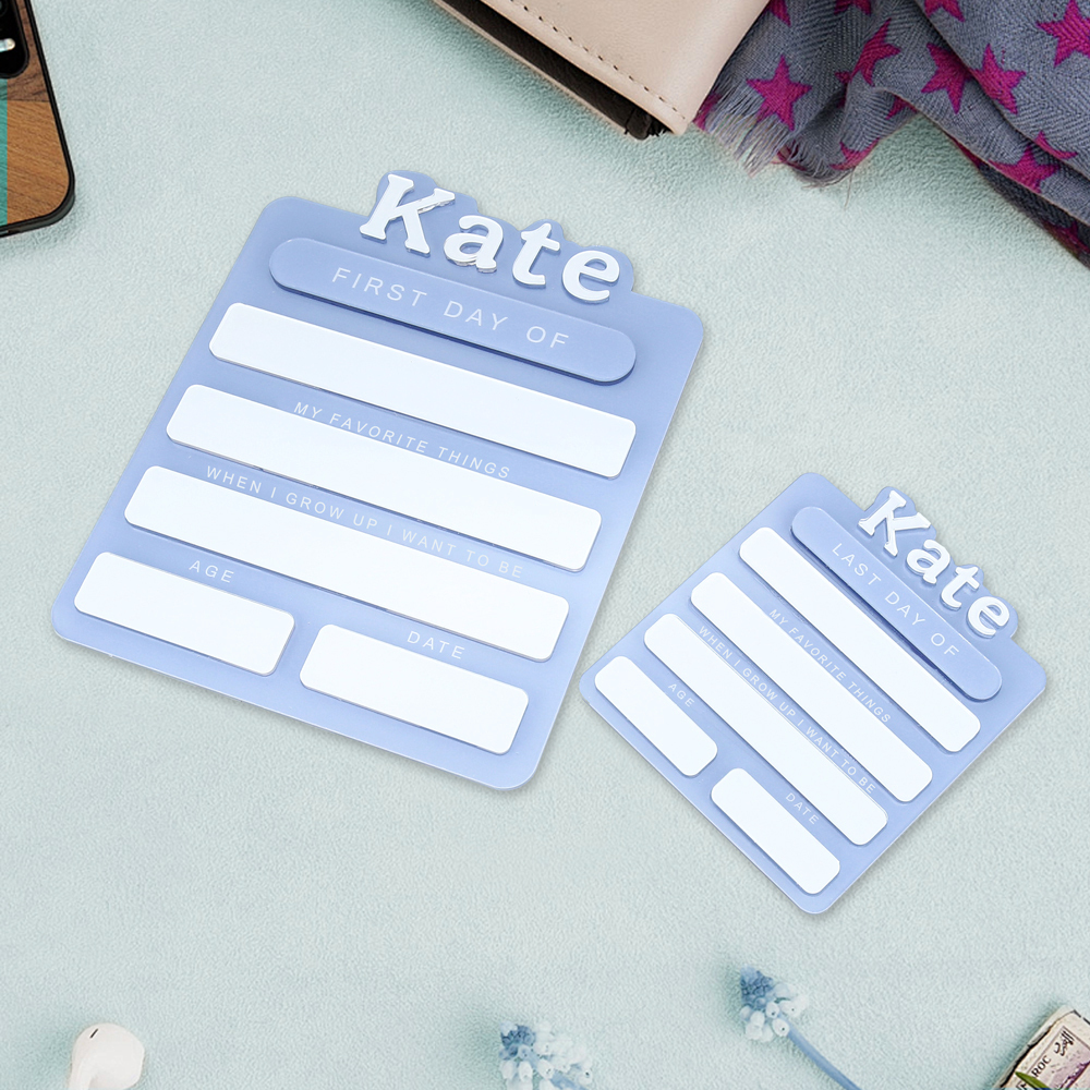 Personalized Name First Day Of School Sign, Custom Name And Text Acrylic Plaque Back To School Gift For Kids