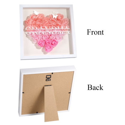 Personalized Flower Shadow Box Custom 2 Names & 1 Text Heart Rose Frame Decor Gift for Grandma | Jessmade