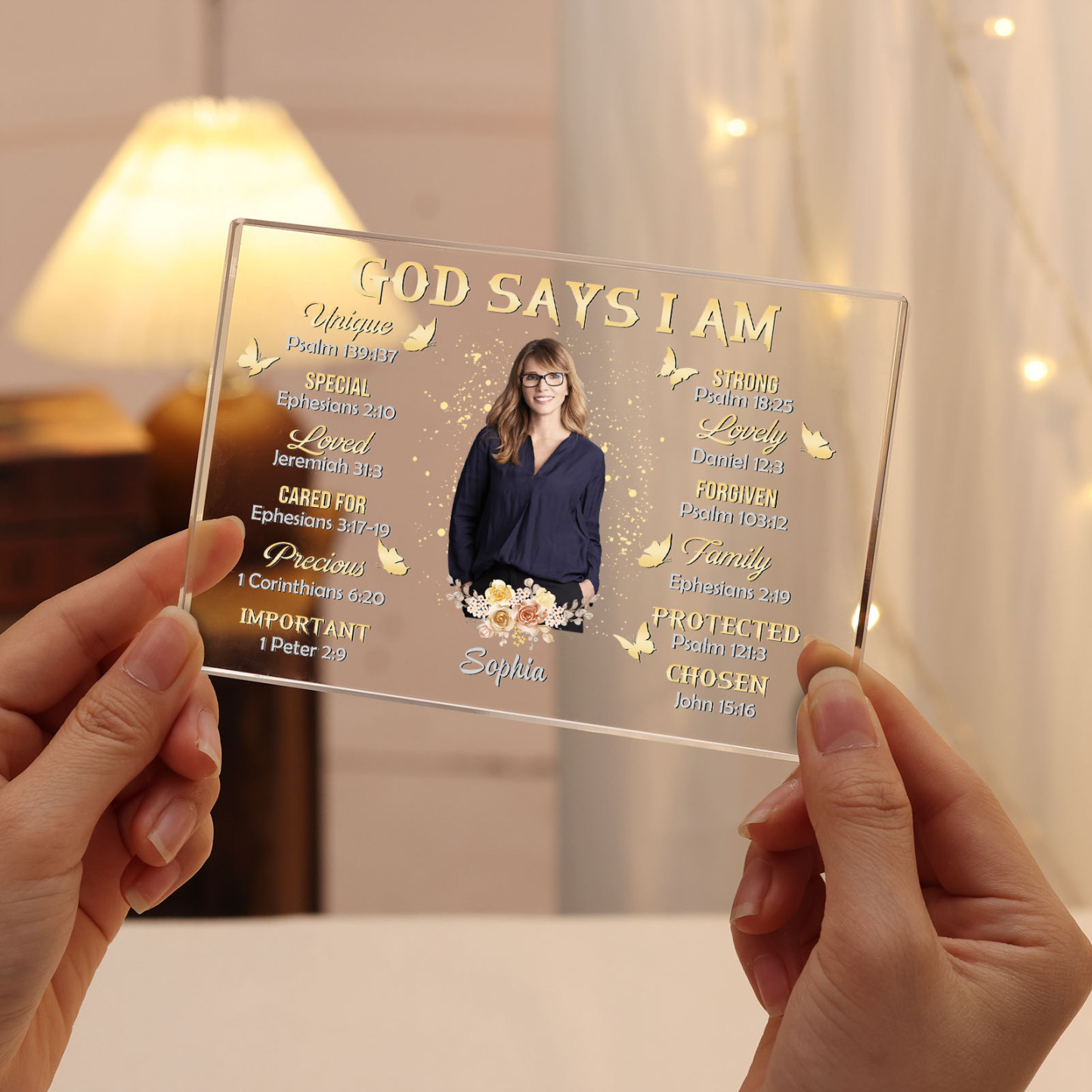 God Says I Am - Acrylic Christian Gift Bible Verse Prayer Religious Gift - Acrylic Rectangular Souvenir Desktop Decoration