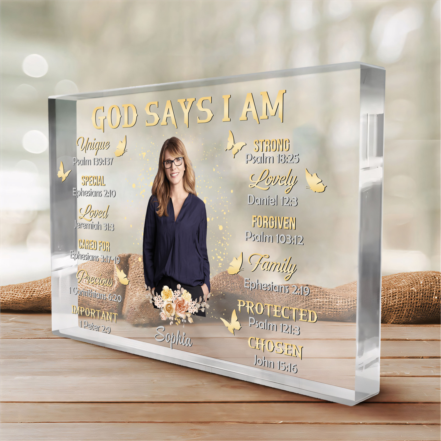 God Says I Am - Acrylic Christian Gift Bible Verse Prayer Religious Gift - Acrylic Rectangular Souvenir Desktop Decoration
