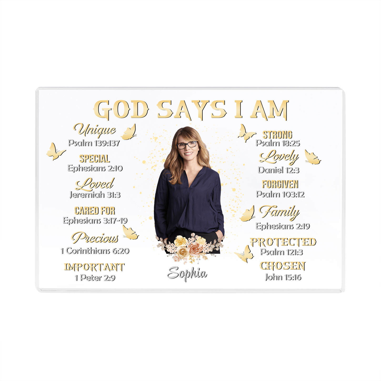 God Says I Am - Acrylic Christian Gift Bible Verse Prayer Religious Gift - Acrylic Rectangular Souvenir Desktop Decoration