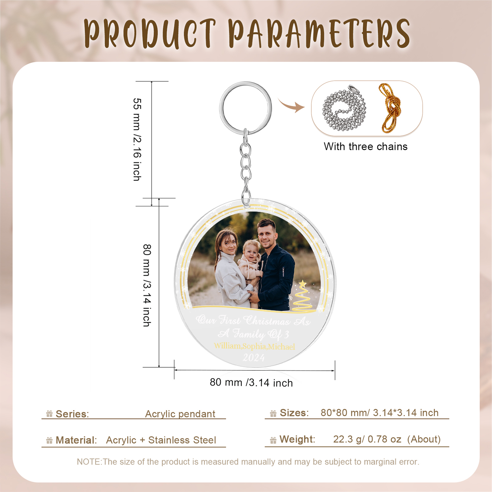 Personalised Christmas Gift Customized Photo & Text & Year Acrylic Hanging Ornaments Gifts for Family | Jessmade