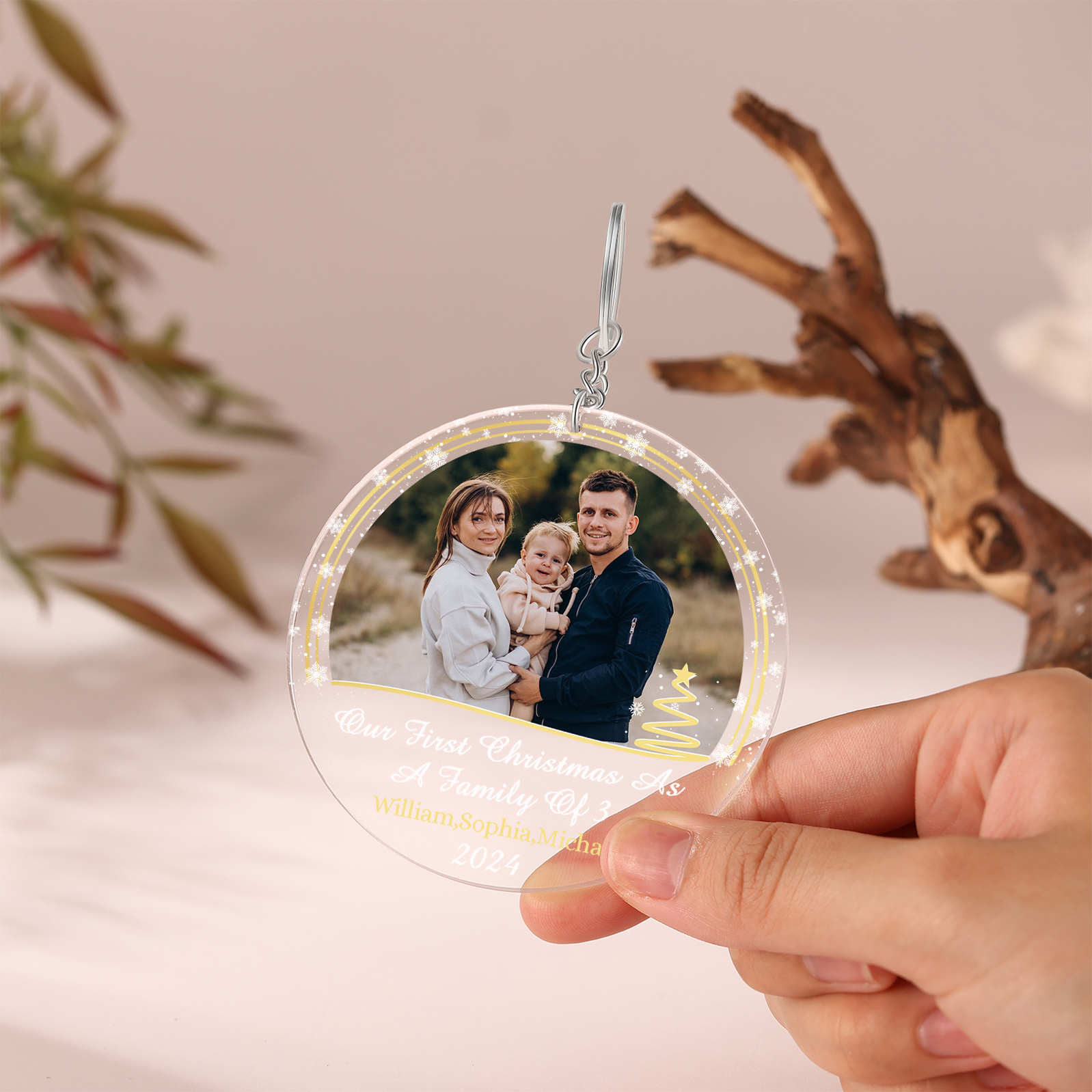 Personalised Christmas Gift Customized Photo & Text & Year Acrylic Hanging Ornaments Gifts for Family | Jessmade