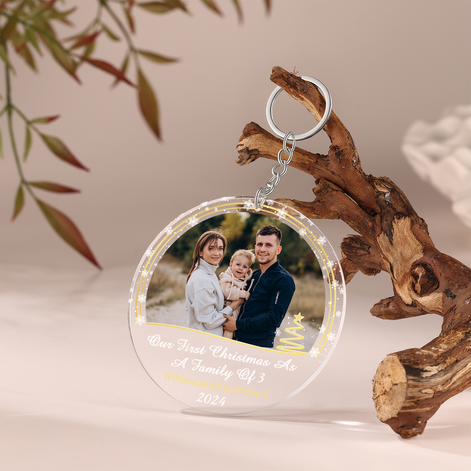 Personalised Christmas Gift Customized Photo & Text & Year Acrylic Hanging Ornaments Gifts for Family | Jessmade