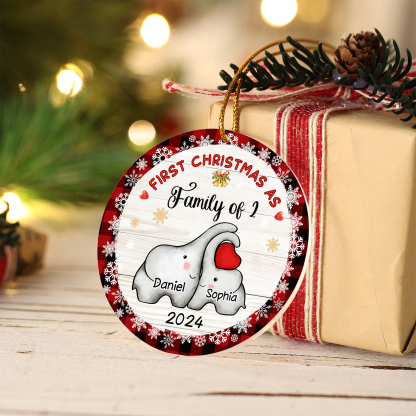 Personalized Christmas Ornaments - Customized 2-6 names & 1 date Elephant Family Acrylic Ornaments First Christmas Gift for Family | Jessmade