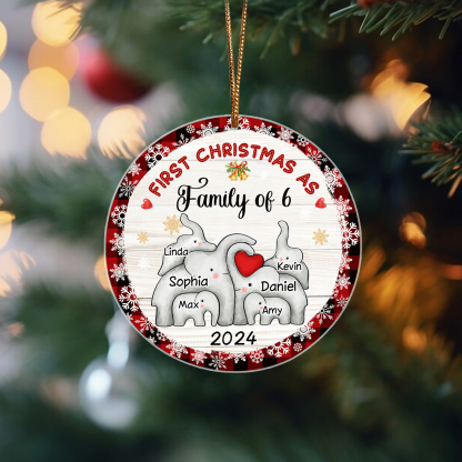 Personalized Christmas Ornaments - Customized 2-6 names & 1 date Elephant Family Acrylic Ornaments First Christmas Gift for Family | Jessmade