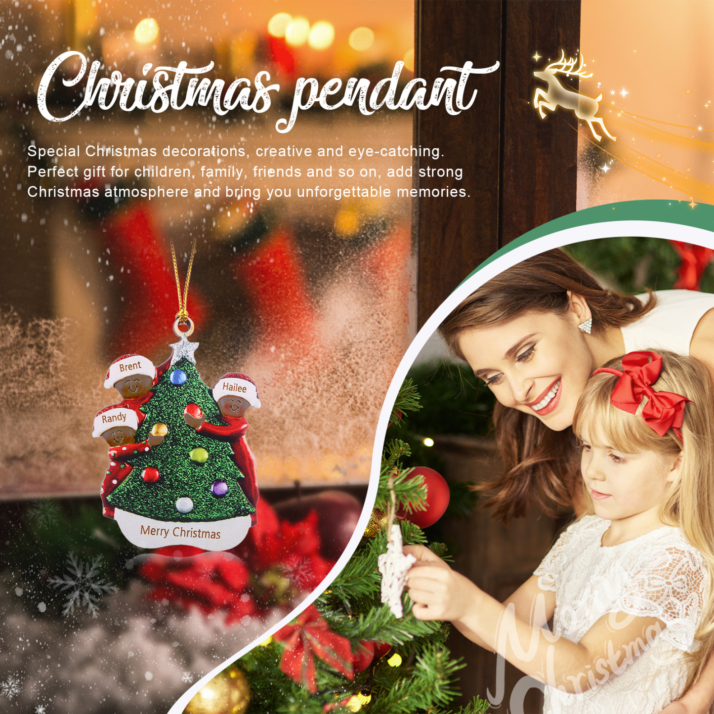 Personalized Christmas Tree Ornament with Custom 3 Names & 1 Text - Festive Holiday Decoration for Family | Jessmade