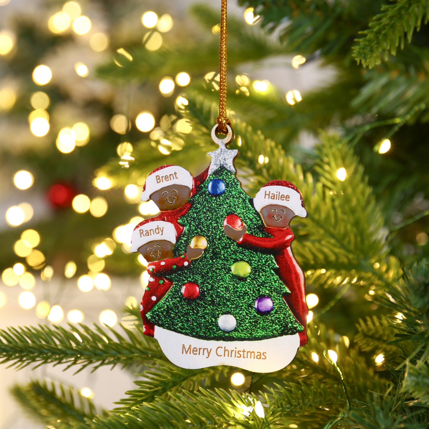 Personalized Christmas Tree Ornament with Custom 3 Names & 1 Text - Festive Holiday Decoration for Family | Jessmade