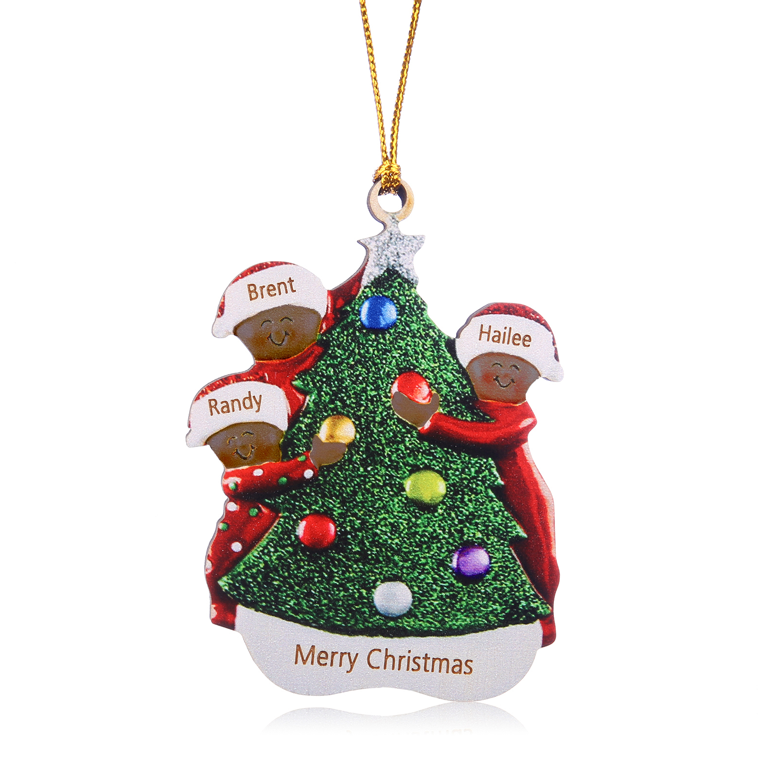 Personalized Christmas Tree Ornament with Custom 3 Names & 1 Text - Festive Holiday Decoration for Family | Jessmade