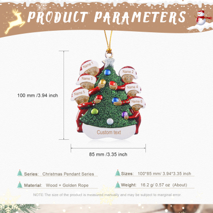 Personalised Christmas Tree Ornament with Custom 6 Names & 1 Text - Festive Holiday Decoration for Family | Jessmade