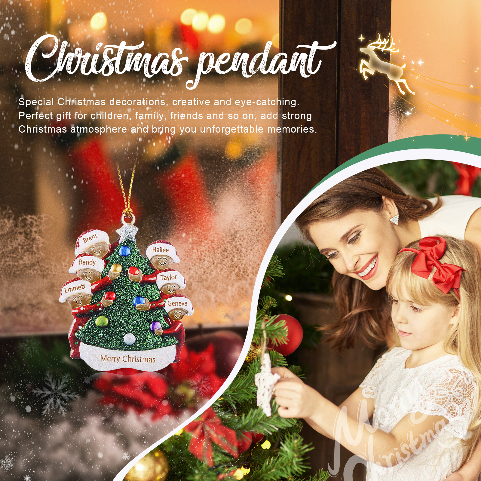 Personalised Christmas Tree Ornament with Custom 6 Names & 1 Text - Festive Holiday Decoration for Family | Jessmade