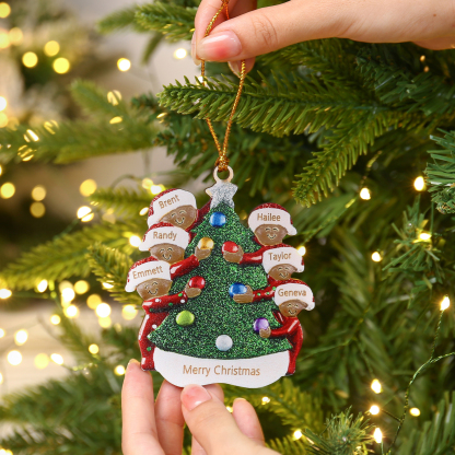 Personalised Christmas Tree Ornament with Custom 6 Names & 1 Text - Festive Holiday Decoration for Family | Jessmade