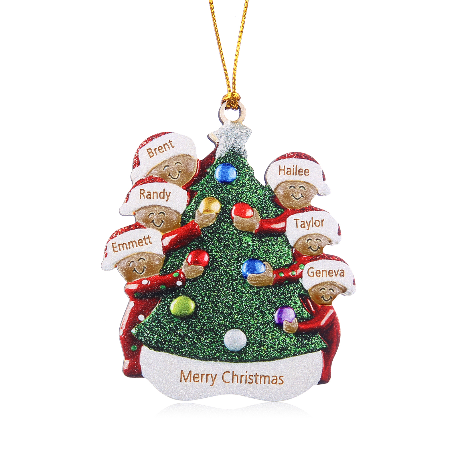 Personalised Christmas Tree Ornament with Custom 6 Names & 1 Text - Festive Holiday Decoration for Family | Jessmade
