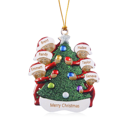 Personalised Christmas Tree Ornament with Custom 6 Names & 1 Text - Festive Holiday Decoration for Family | Jessmade