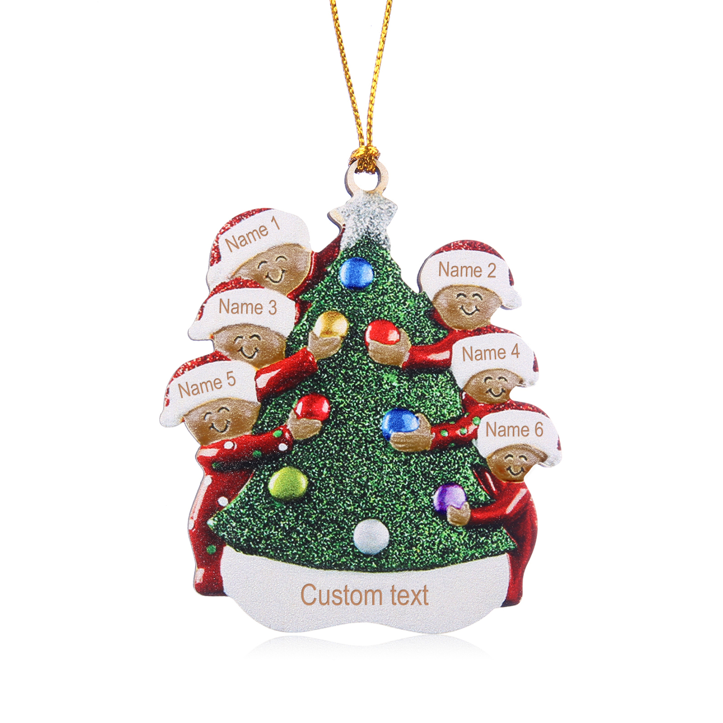 Personalised Christmas Tree Ornament with Custom 6 Names & 1 Text - Festive Holiday Decoration for Family | Jessmade