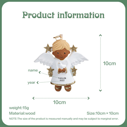 Personalised Angel Christmas Ornament Customized 1 Name and Year Boy/Girl Ornament for Children | Jessmade