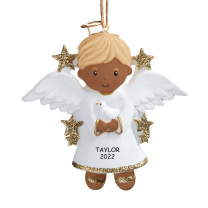Personalised Angel Christmas Ornament Customized 1 Name and Year Boy/Girl Ornament for Children | Jessmade