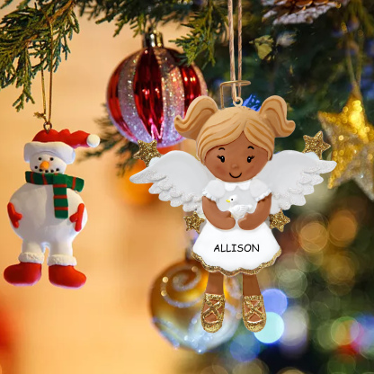 Personalised Angel Christmas Ornament Customized 1 Name and Year Boy/Girl Ornament for Children | Jessmade