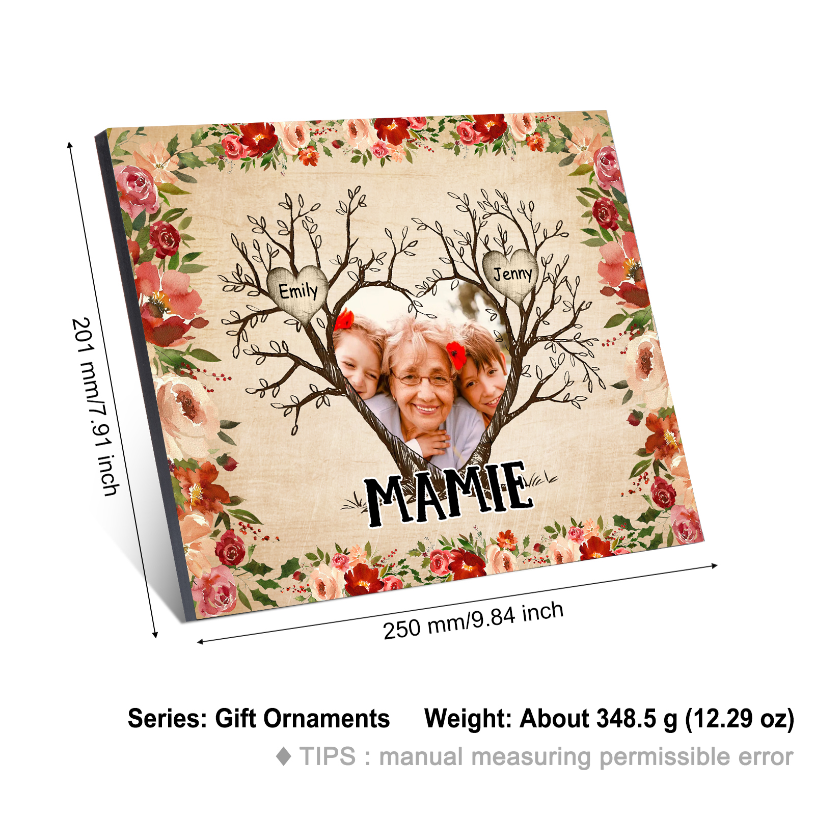 Personalised Family Tree Photo Frame - Custom 2 Name & Text Frame for Grandparents | Jessmade
