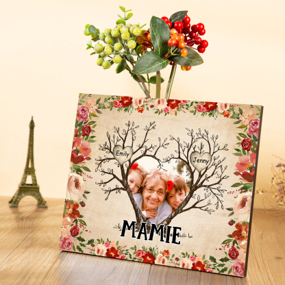 Personalised Family Tree Photo Frame - Custom 2 Name & Text Frame for Grandparents | Jessmade