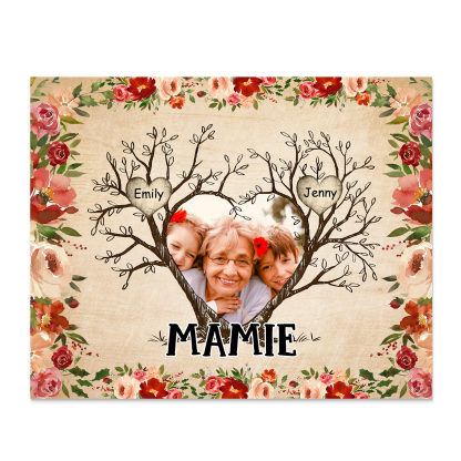 Personalised Family Tree Photo Frame - Custom 2 Name & Text Frame for Grandparents | Jessmade