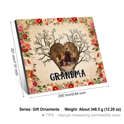 Personalised Family Tree Photo Frame - Custom 3 Name & Text Frame for Grandparents | Jessmade