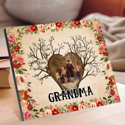 Personalised Family Tree Photo Frame - Custom 3 Name & Text Frame for Grandparents | Jessmade