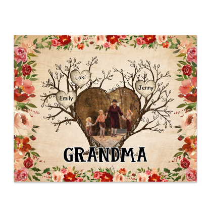 Personalised Family Tree Photo Frame - Custom 3 Name & Text Frame for Grandparents | Jessmade