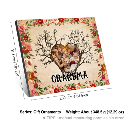 Personalised Family Tree Photo Frame - Custom 4 Names & Text Frame for Grandparents | Jessmade