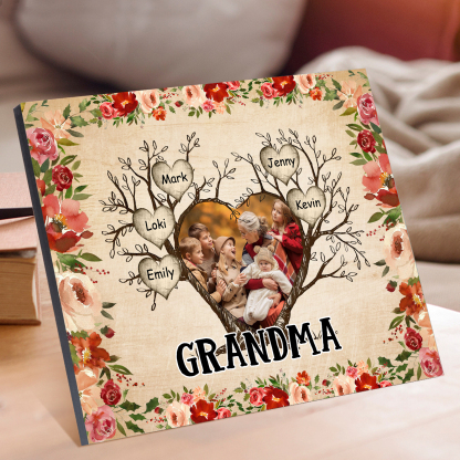 Personalised Family Tree Photo Frame - Custom 5 Names & Text Frame for Grandparents | Jessmade