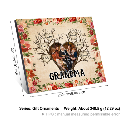 Personalised Family Tree Photo Frame - Custom 6 Names & Text Frame for Grandparents | Jessmade