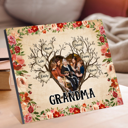 Personalised Family Tree Photo Frame - Custom 6 Names & Text Frame for Grandparents | Jessmade