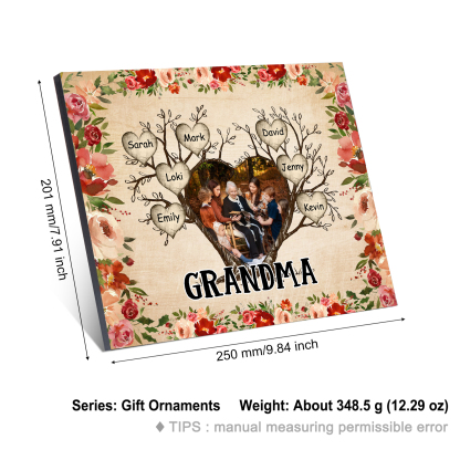 Personalised Family Tree Photo Frame - Custom 7 Names & Text Frame for Grandparents | Jessmade