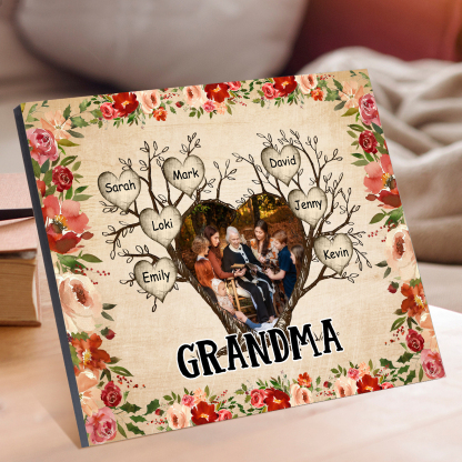Personalised Family Tree Photo Frame - Custom 7 Names & Text Frame for Grandparents | Jessmade