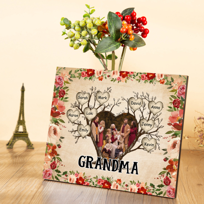 Personalised Family Tree Photo Frame - Custom 9 Names & Text Frame for Grandparents | Jessmade