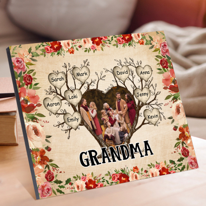 Personalised Family Tree Photo Frame - Custom 9 Names & Text Frame for Grandparents | Jessmade
