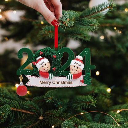 Personalized Christmas Ornament – Custom 2 Names & 1 Text, Wooden Hanging Decoration for Family | Jessemade